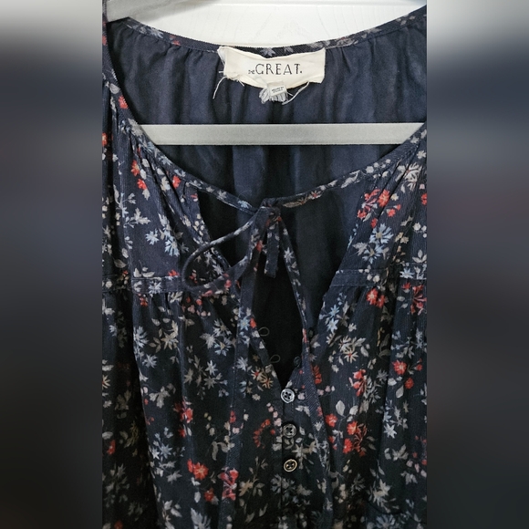 THE GREAT Bonnett Floral Corduroy Tiered Maxi Dress Size 2 Prairie Pockets - Picture 3 of 5